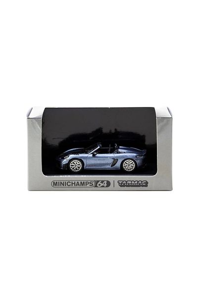 Tarmac Works ميني تشامبس X 1/64 بورش 718 سبايدر آر إس فاناديوم رمادي معدني