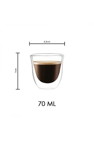 ECARLA Set of 2 coffee glasses, double walls, borosilicate glass, 70 ml