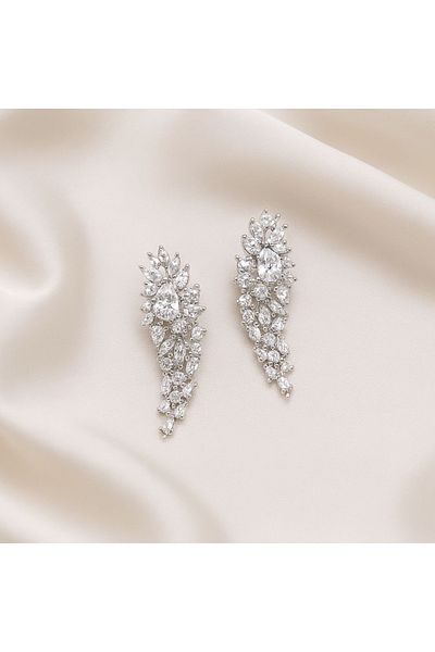 ECARLA Wedding earrings, stainless steel, with crystals, with stud, Ecarla, KSL85