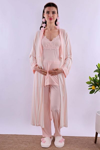 ByLohusa Effortt Powder Maternity Pajamas Set with Dressing Gown