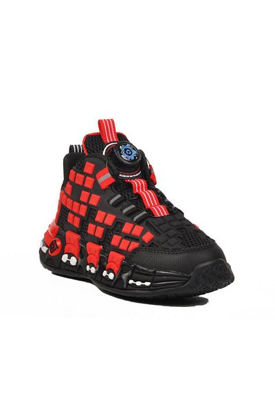 WALKWAY Red Fishnet Lace-Up Ankle Length Boy's Sneaker 1974 F
