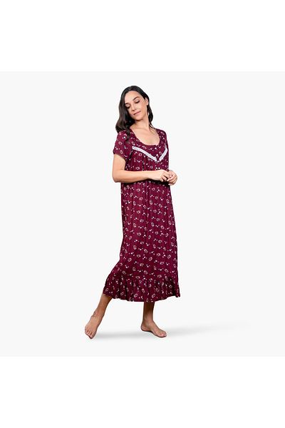 Aadaraya Floral Print Night Gown
