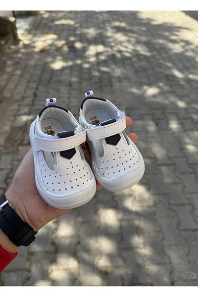 NİNO BEBE White Genuine Leather, Orthopedic Sole Children's Shoes