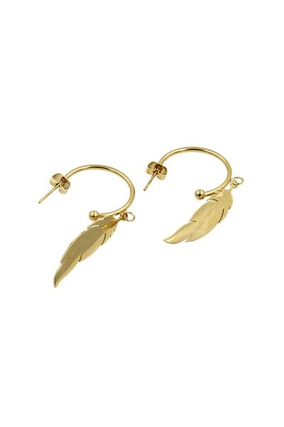 ECARLA Stainless steel earrings, 14K gold plated, with stud, Ecarla, KST3082