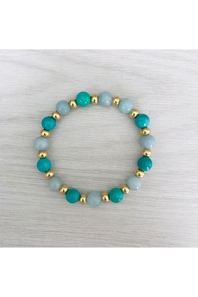 MK tasarım Real Blue Quartz Turquoise (a Quality) Stone Bracelet Mkt2025012