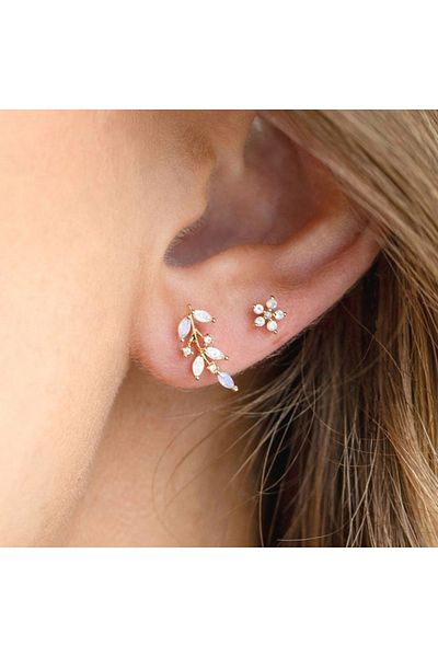 ECARLA Stainless steel earrings, 14K gold plated, with stud, Ecarla, KST3209