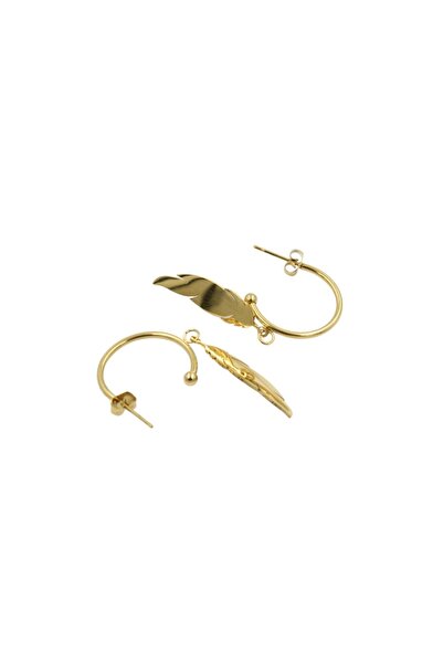 ECARLA Stainless steel earrings, 14K gold plated, with stud, Ecarla, KST3082