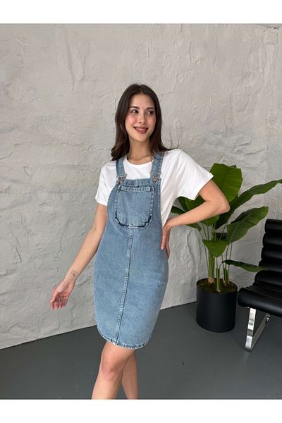Elif Özbey Butik Rochie albastră Salopet Jean