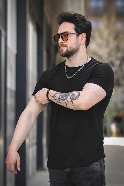 Oksit Ανδρικό μπλουζάκι Bld 737 Jacquard Υφασμάτινη Φούστα Οβάλ Crew Neck Comfort