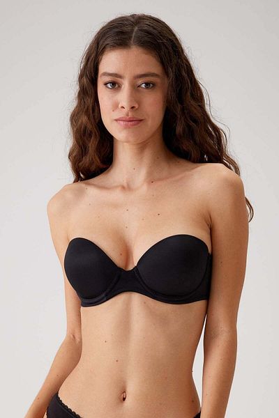 Pierre Cardin Οικονομικό Σετ 2 Μαύρο-Δέρμα 6417 Vicenza Extra Push Up Σετ σουτιέν από βαμβακερό στράπλες