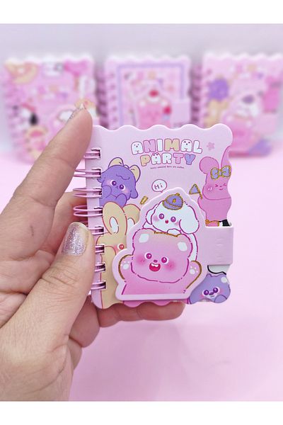 Limmy Animal Party Velcro Pocket Size Mini Notebook drăguț (7x8 cm) - Hi