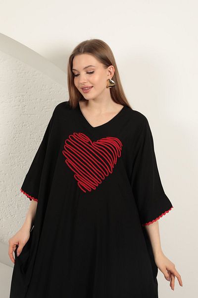 vuvutasarım Rochie de plajă maxi din țesătură din viscoză brodată cu inimă de sezon nou 25VL034