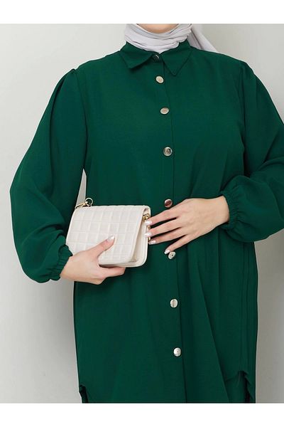 EFSUN MODA Πλισέ πουκάμισο και Σετ Hijab - Emerald