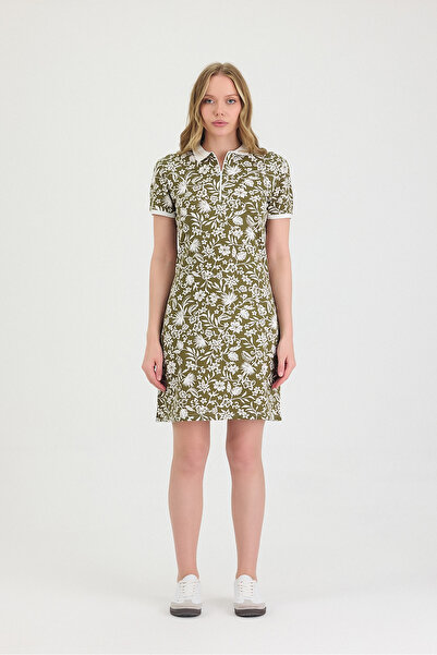 MİO Polo Yaka Mini Elbise Çiçek Desen Baskılı
