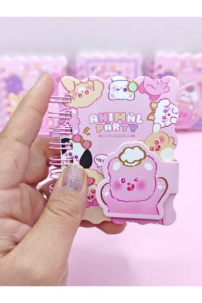 Limmy Mini blocnotes drăguț 7x8 cm Animal Party Velcro Pocket Size