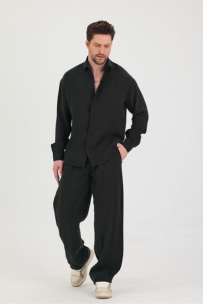 Tarz Cool Set cămașă și pantaloni oversize pentru bărbați