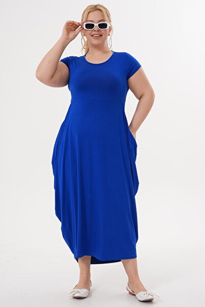 Siyezen Plus Size Basic Dress with Pockets