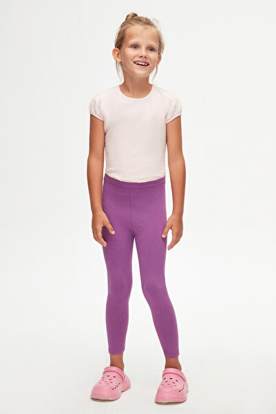 LOVETTI Açık Mor Kız Çocuk Tam Boy Düz Basıc Tayt