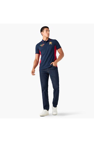 FAV Colourblock Polo T-shirt with Embroidered Detail and Short Sleeves