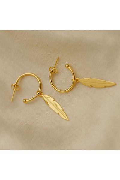 ECARLA Stainless steel earrings, 14K gold plated, with stud, Ecarla, KST3082