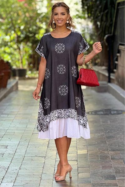 Nevin Kaya Moda Φόρεμα από τυρόπανο με γκρι φόδρα