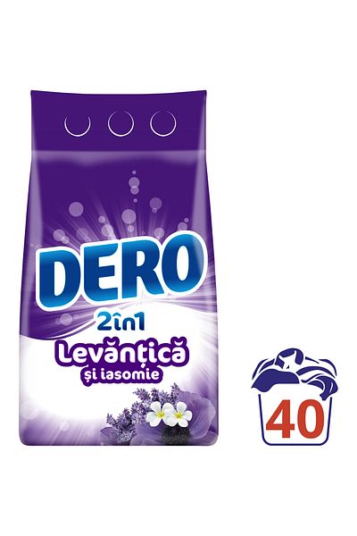 Dero 2in1 Lavender And Jasmine Powder Laundry Detergent, 3kg, 40 Washes