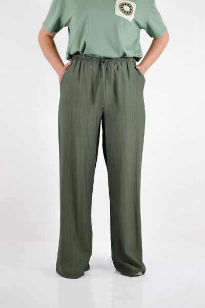 BUSEM Wide Leg Palazzo Trousers with Elastic Waist and Tie