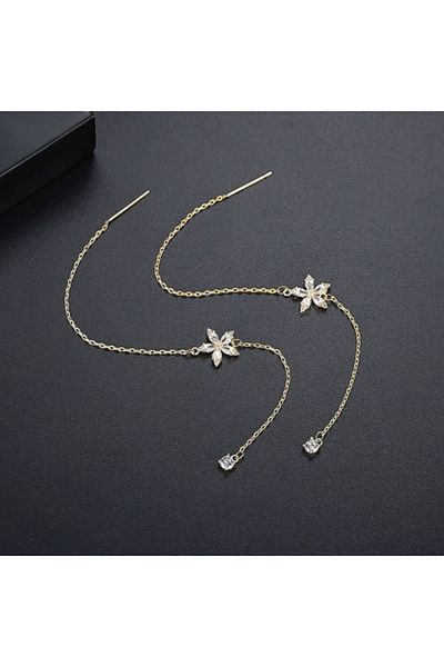 ECARLA Stainless steel earrings, with zirconium, 14K gold plated, with stud, Ecarla, KST2848