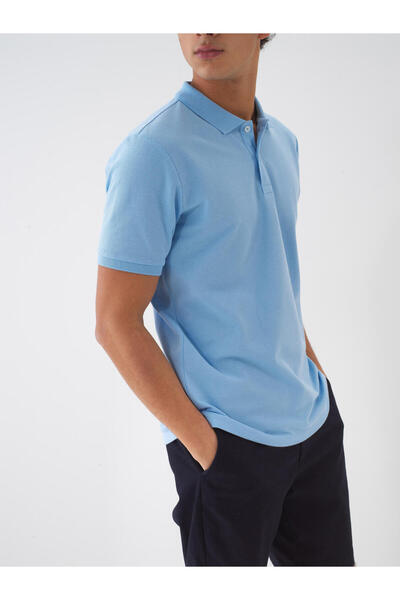 Xint Erkek Mavi Regular Fit Pamuklu Polo Yaka Basic Tişört