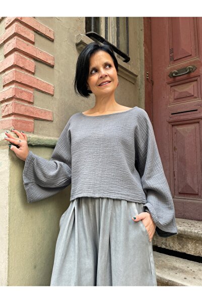 Bohoyasam Kadın Müslin Bluz, Yazlık Crop Bluz, Oversize Bluz, Rahat Bohem Blu...