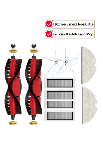 robotyedek Set de perii de schimb compatibile și mop cu filtru Hepa Roborock S5 Max White, 10 bucăți