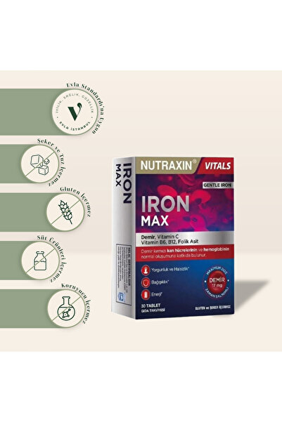 Nutraxin Iron Max Demir İçeren Takviye Edici Gıda 30 Tablet