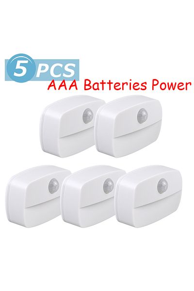 Vacamm Battery Power 5pcs Warm White Mini Led Night Lamp Motion Sensor Light Indoor Aaa Battery Powered Bed