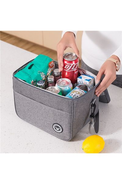 ECARLA Geanta termica pentru transportul alimentelor, LUNCH BOX, 29x20x21 cm, gri