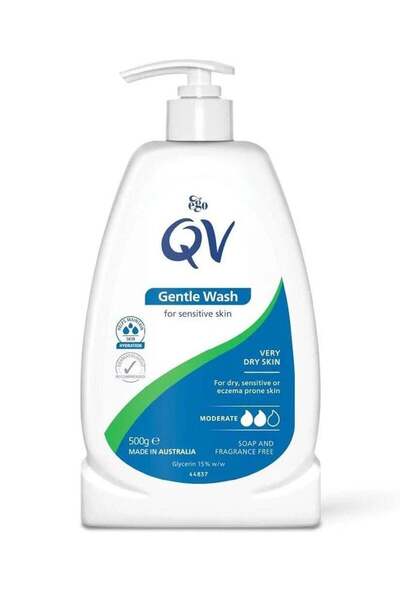 Qv غسول لطيف للبشرة الحساسة للوجه والجسم 500 مل