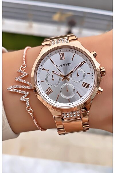 Tom Jones Marka Rose Gold Renk 2 Yıl Garantili Kadın Kol Saati - Bileklik Hed...