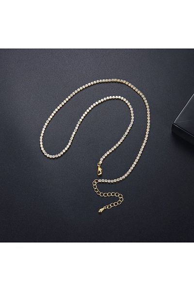 ECARLA Stainless steel necklace, with zirconia, 14k gold plated, Ecarla, NST2119