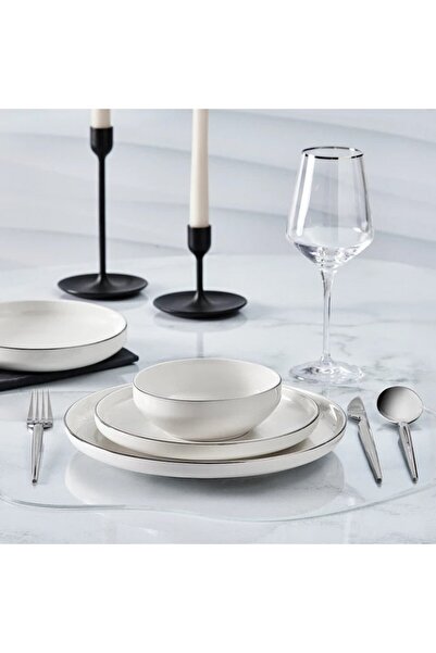 Karaca Streamline New Saturn V2 Platin Geschirrset für 6 Personen, 24-teilig