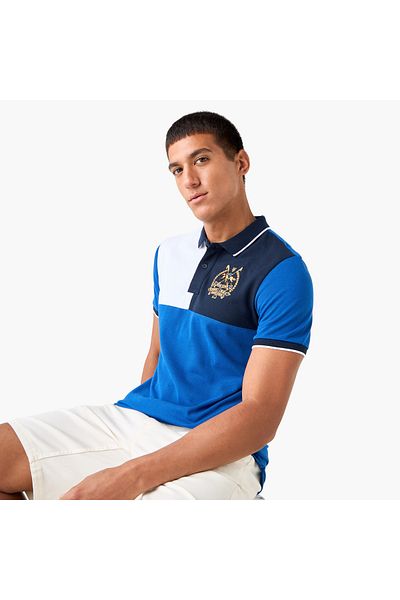FAV Colourblock Polo T-shirt with Embroidered Detail and Short Sleeves