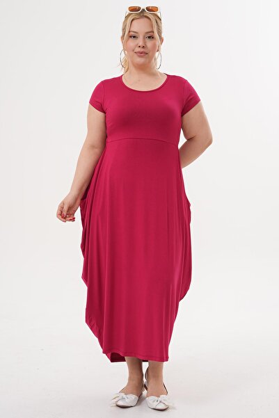 Siyezen Plus Size Basic Dress with Pockets