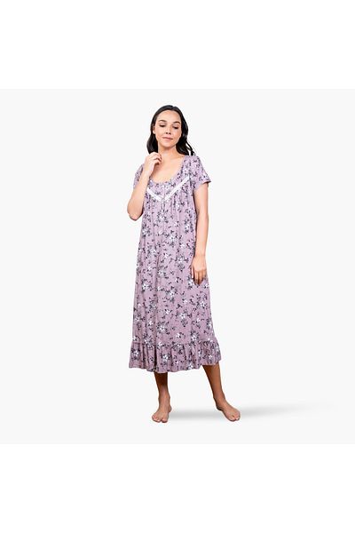 Aadaraya Floral Print Night Gown