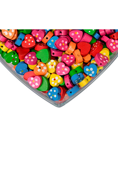 Prestij Boncuk Drvene perle u obliku srca, mešovite boje Sa deznom