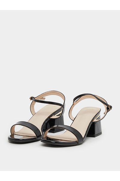 Styli Plain Ankle Strap Block Heel Sandals