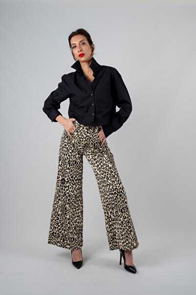 NK Lepor Desenli Mom Yüksek Bel Jean Pantolon Leopard X Leo Rush