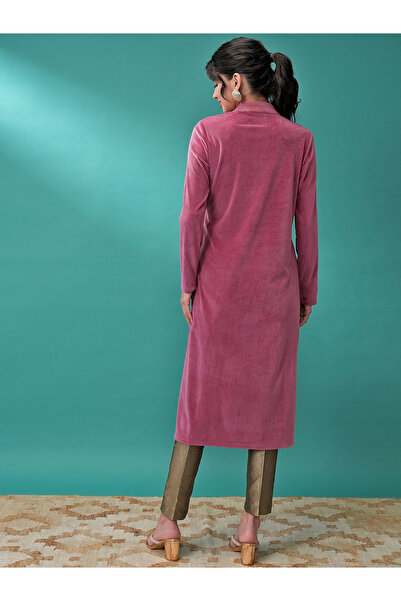 Vishudh By Styli Women Pink V Neck Long Sleeves Gotta Patti Kurta