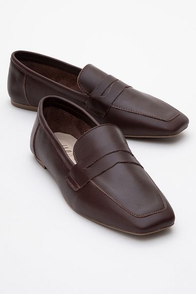 LuviShoes Γυναικεία Loafer Παπούτσια MORNE Brown Skin Γνήσιο Δέρμα