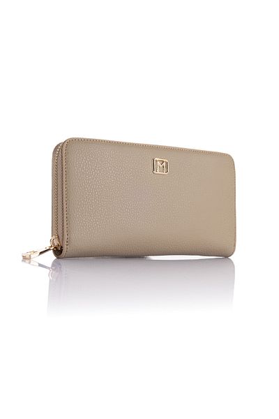 Getcho Mademoiselle Javed Women's Mink Zippered Solid Color Leather Look Large Size Compartment Daily Wallet Model