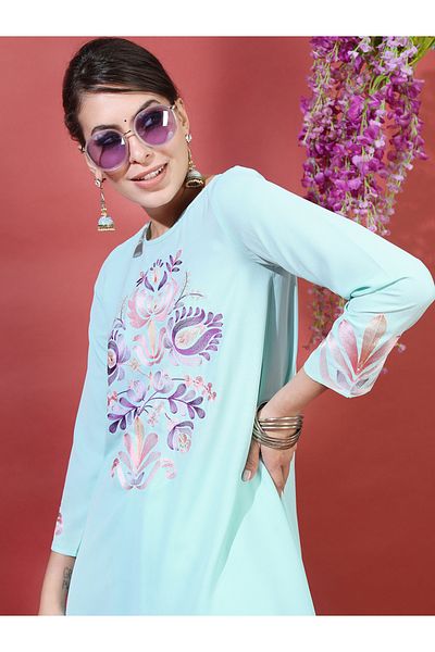 Vishudh By Styli Women Printed High-Low Kurta with Dhoti Pants