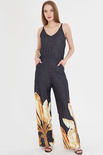 armonika Women's Mustard Front Back V Strap Elastic Waist Overalls with Pockets Arm-25Y 001035