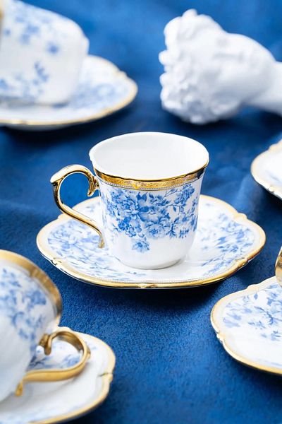 Home Kaktus Ev Bluebell Coffee Cup Set for 6 People - 90 ml